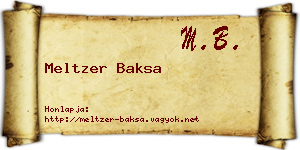 Meltzer Baksa névjegykártya